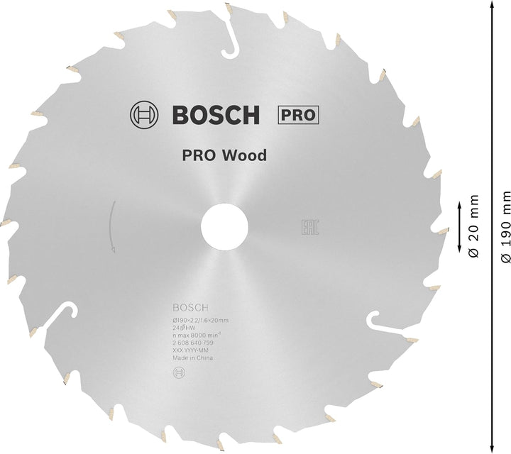 Bosch 1x PRO Wood Kreissägeblatt für Akku-Handkreissägen (für Weichholz, Hartholz, Ø mm, Professiona