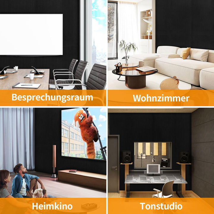 2.88㎡ Akustikpaneele 120x60 cm 4er Selbstklebend Akustikplatten Schallschutzplatten für Homeoffice &