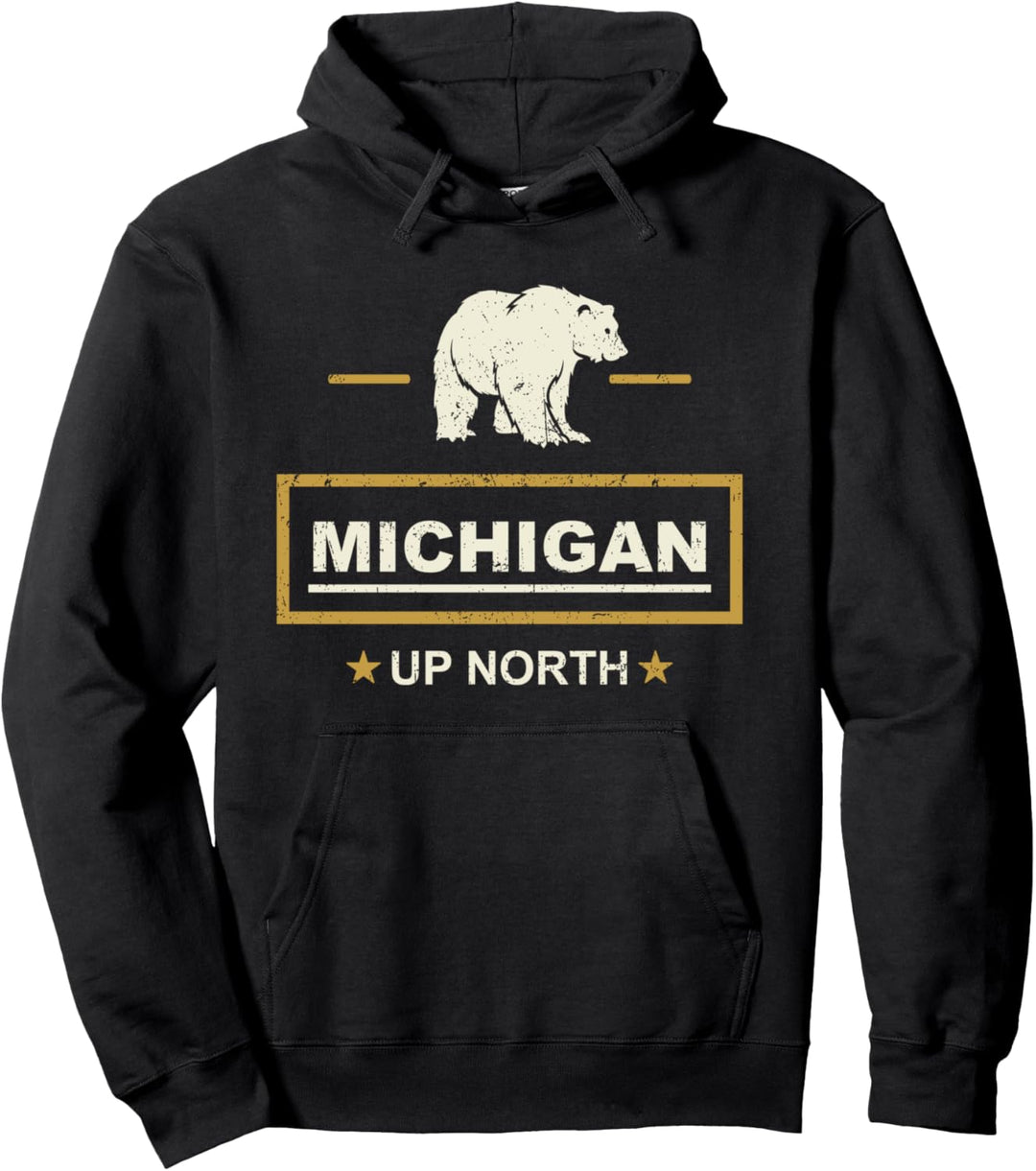 Black Bear Herren Damen Oberhalbinsel Michigan Up North Pullover Hoodie