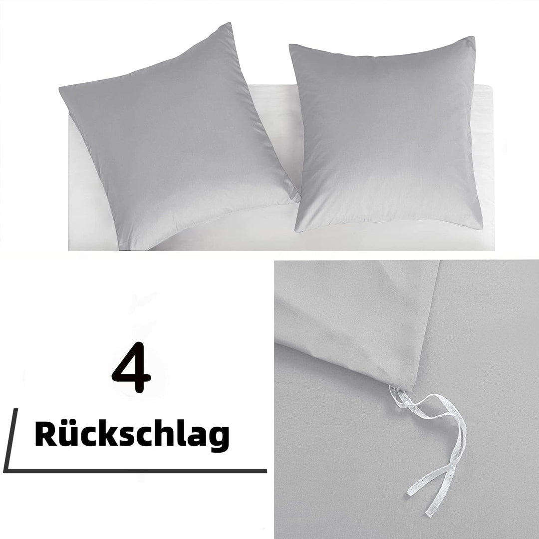 AYSW 100% Baumwolle Bettwäsche mit Reissverschluss 135x200 cm Hellgrau 1 Bettbezug mit 1 Kopfkissenb