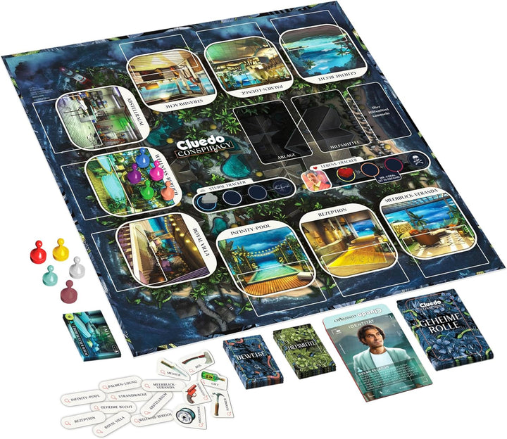 Cluedo Conspiracy Brettspiel für Erwachsene und Jugendliche, deutsche Version des Mystery Games, für