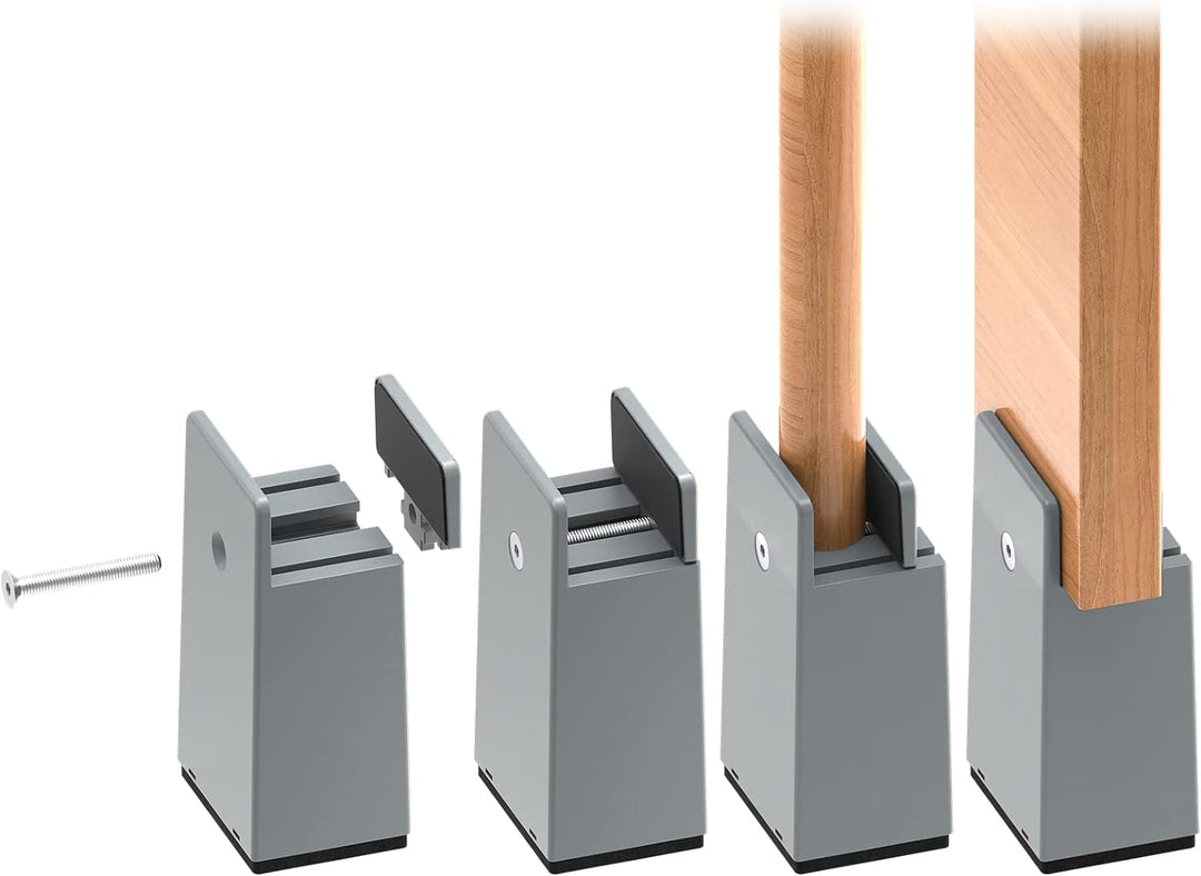 RCHYFEED Verstellbare Betterhöhung Möbelerhöhung 10cm mit Schraubklemme, Gray Betterhöher 4 Zoll Sch