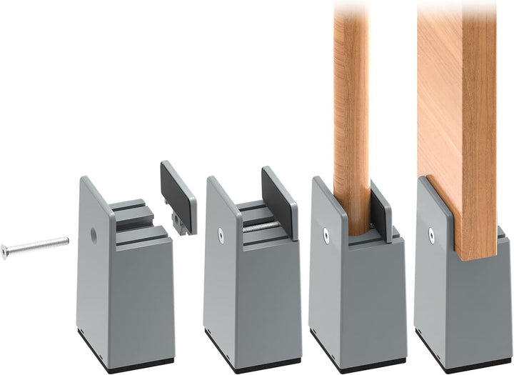 RCHYFEED Verstellbare Betterhöhung Möbelerhöhung 10cm mit Schraubklemme, Gray Betterhöher 4 Zoll Sch