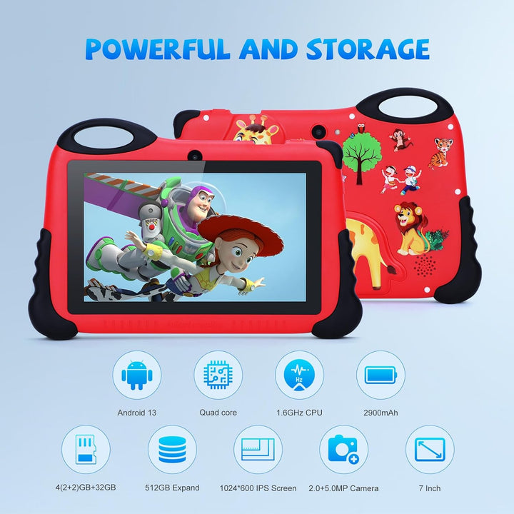 C idea Kinder Tablet ab 3 Jahre, Android 13 Kinder-Tablet für Kleinkinder, 7-Zoll-Kinder-Tablet 4 GB