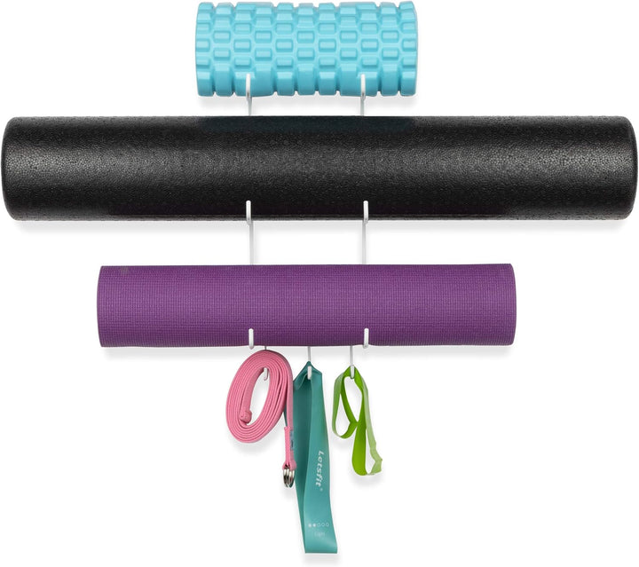 Wallniture Guru Wandhalterung Yogamatte Heim Gym Ausrüstung Widerstandsbänder und Schaumstoffrollenh