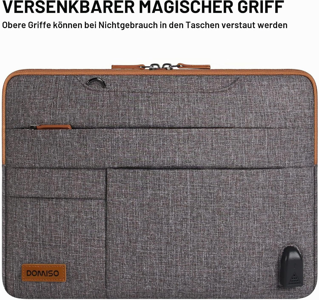 DOMISO 10,1-10,5 Zoll Wasserdicht Laptop Tasche Aktentasche Tragetasche Schultertasche mit USB Ladea