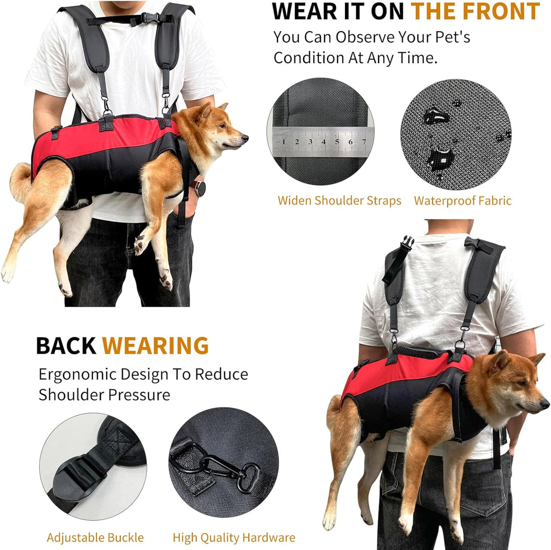 PETCUTE Hunde-Tragegeschirr,Hundegeschirr-Rucksack für grosse Hundes,Ganzkörpergeschirr mit Griff,Ve