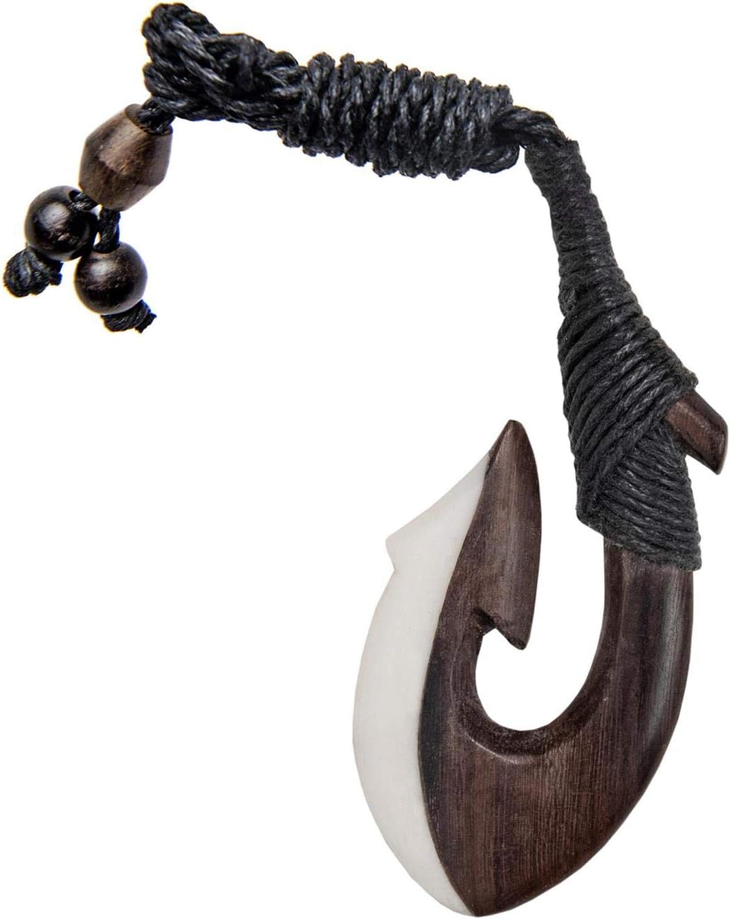 81stgeneration Unisex Geschnitzter Knochen Holz Glatter Maori HEI Matau Angelhaken Anhänger Halskett