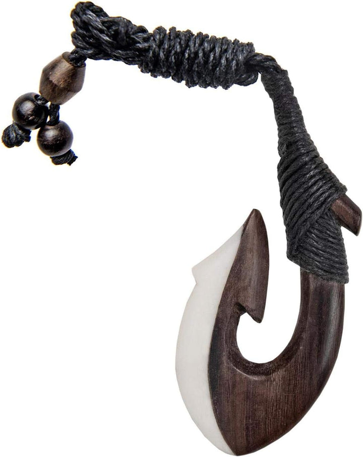 81stgeneration Unisex Geschnitzter Knochen Holz Glatter Maori HEI Matau Angelhaken Anhänger Halskett