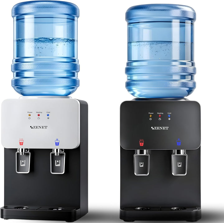 ZENET Wasserspender, Elektrischer Heiss- & Kaltwasserspender (Schwarz/Weiss) | Wasserkühler für Zuha