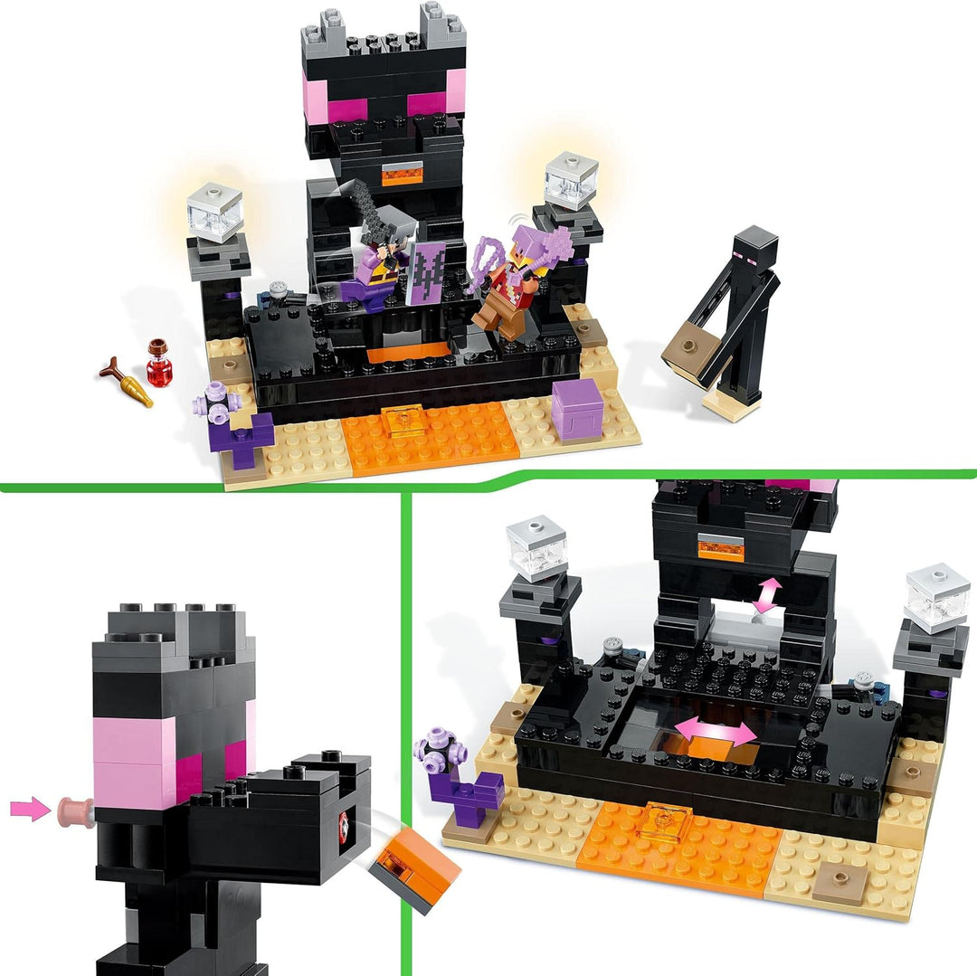 LEGO Minecraft Die End-Arena Set, 'Player-vs-Player Battle' Action-Spielzeug mit Lava, Enderdrache u