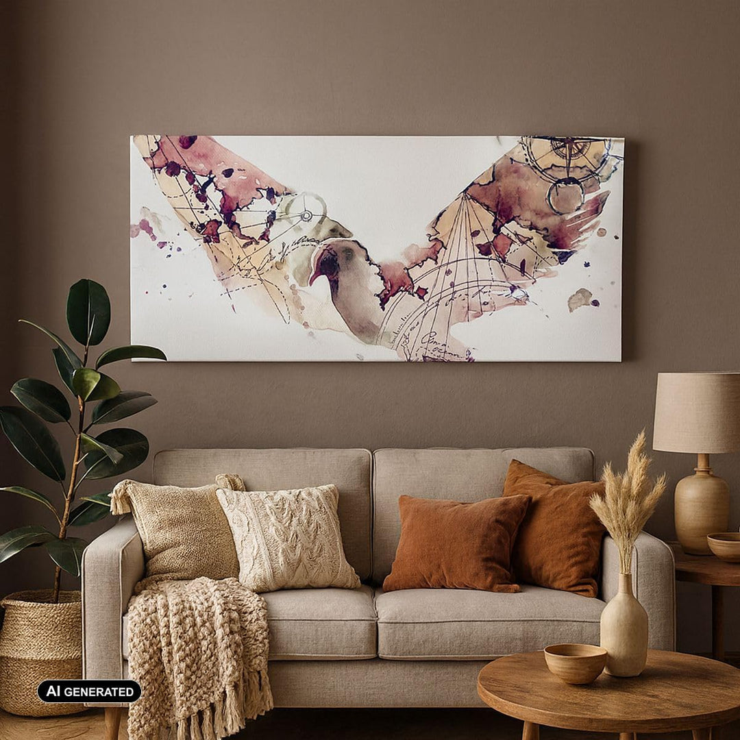 Panorama Bilder auf Leinwand 100x40cm Leinwandbild Vogel Abstraktion Gross Wanddeko Bild Schlafzimme
