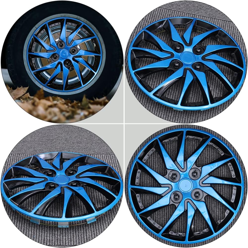Auto Radkappen 14 Zoll Radzierblenden 2 Stücke Blau Schwarz Universal Auto Refit Zubehör für Fast Al