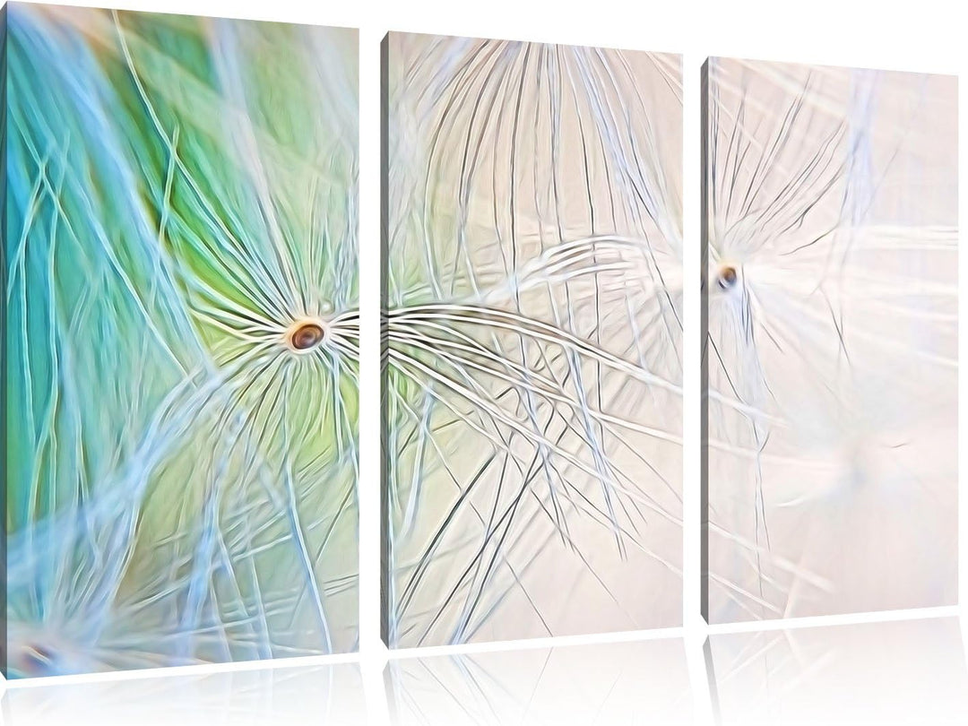 zarte Pusteblumenpollen NewArt 3-Teiler Leinwandbild 120x80 Bild auf Leinwand, XXL riesige Bilder fe