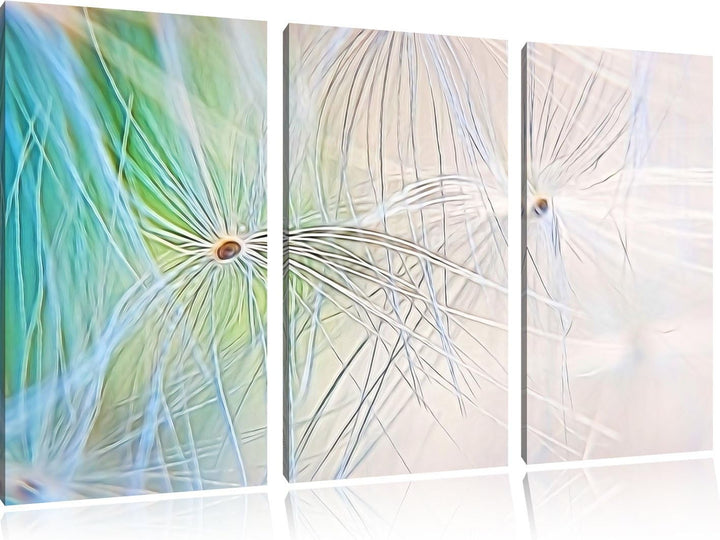 zarte Pusteblumenpollen NewArt 3-Teiler Leinwandbild 120x80 Bild auf Leinwand, XXL riesige Bilder fe