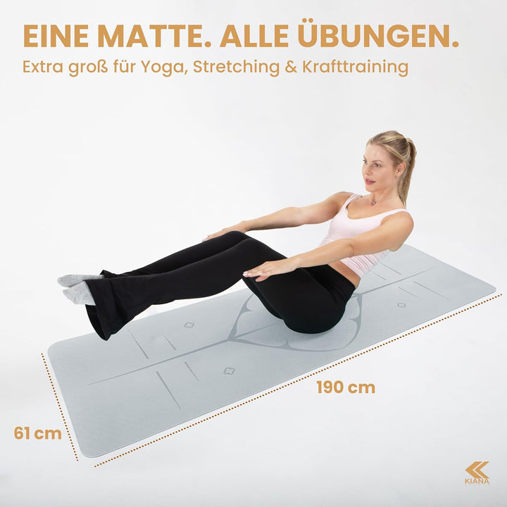 Yoga Matte – Rutschfeste Sportmatte in Deutschland entwickelt – 2 Komfort-Dicken – Formstabile Yogam