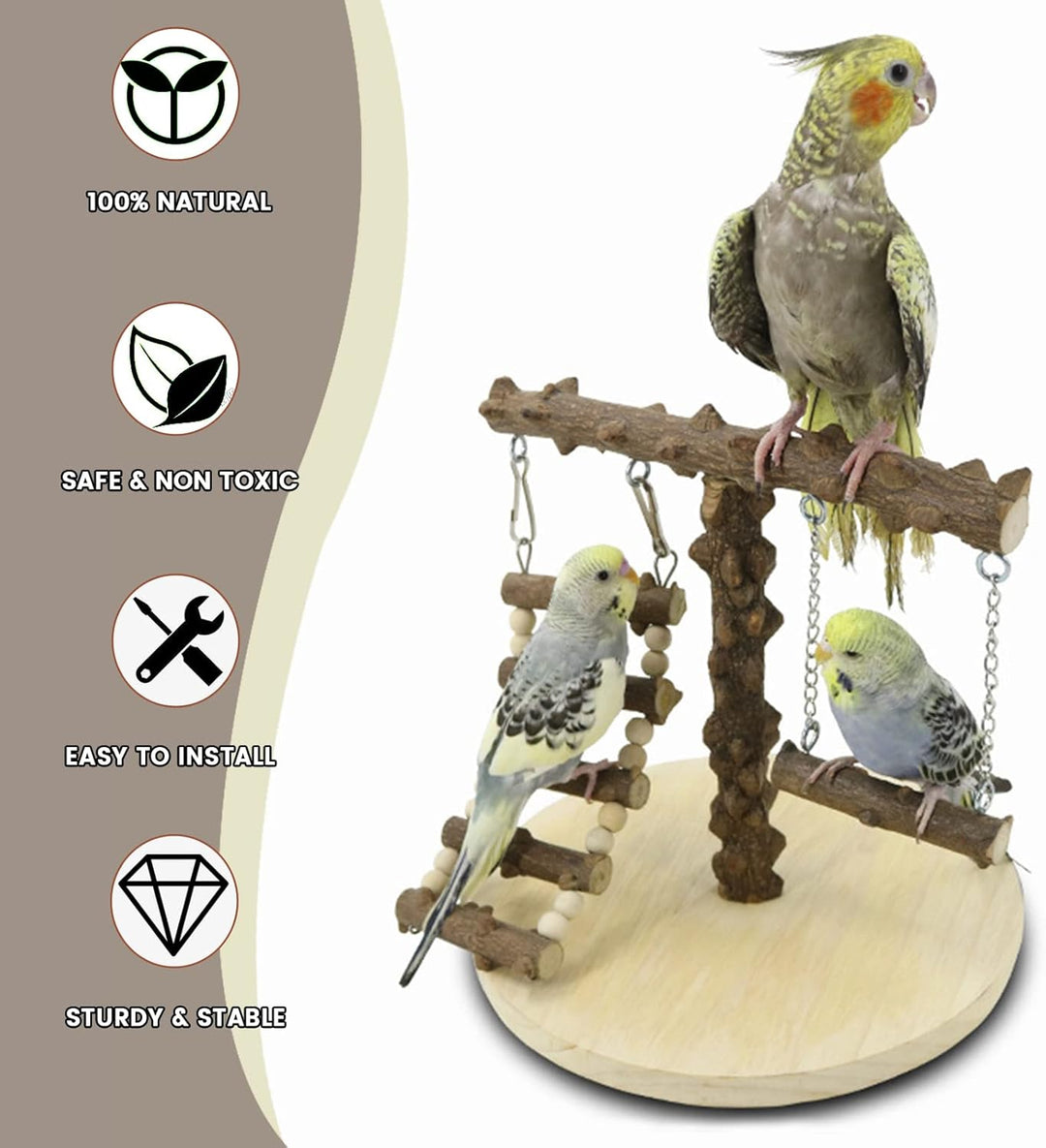 Wellensittich Spielplatz Vogel-Spielplatz mit Spielzeug Leiter Erklimmen Schaukel für Nymphensittich