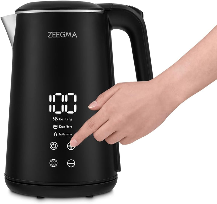 ZEEGMA KETLEE CONTROL Kabelloser elektrischer Wasserkocher 1500 W, Fassungsvermögen 1,6 L, einstellb