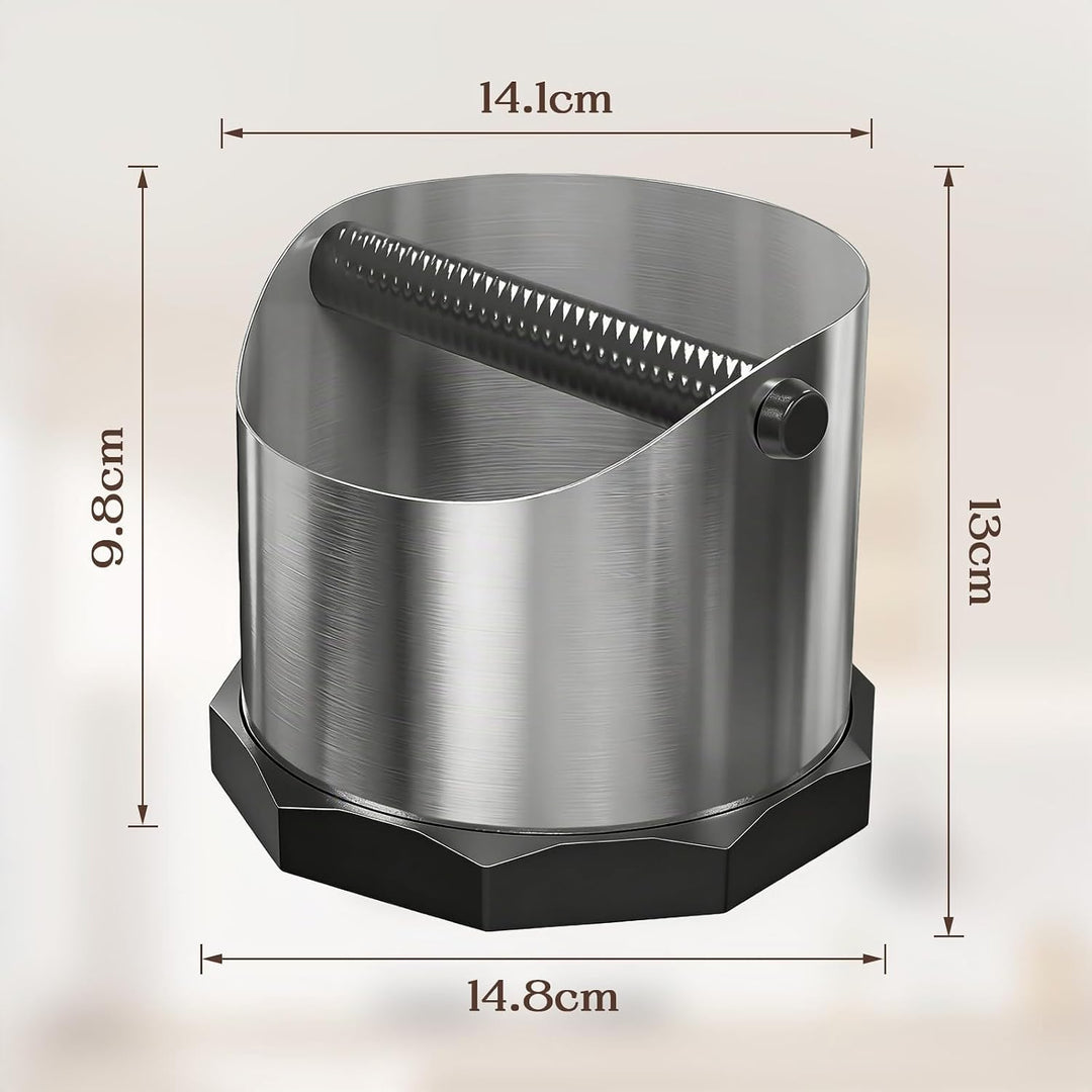 Abklopfbehälter für Siebträger aus Edelstahl, 1,6 L Professionelle Espresso Knock Box mit abnehmbare