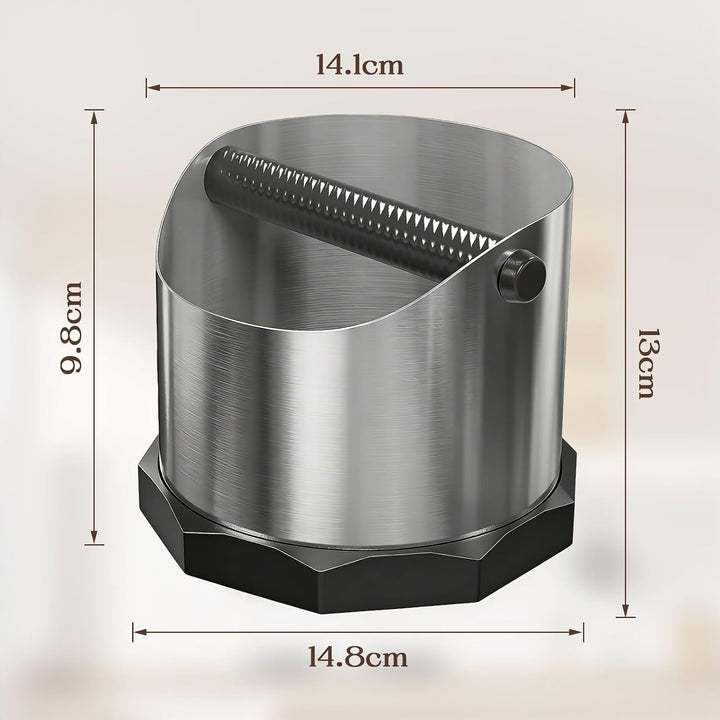 Abklopfbehälter für Siebträger aus Edelstahl, 1,6 L Professionelle Espresso Knock Box mit abnehmbare