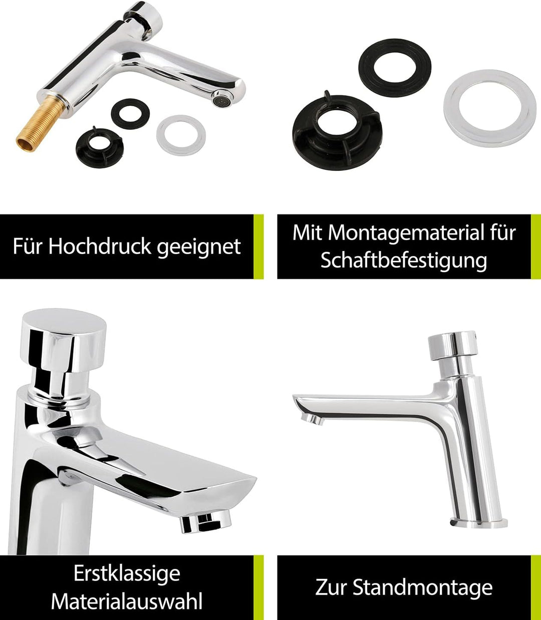 aquaSu® Standventil Palo mit Wassersparmischdüse, selbstschliessend mit einstellbarer Durchflussmeng