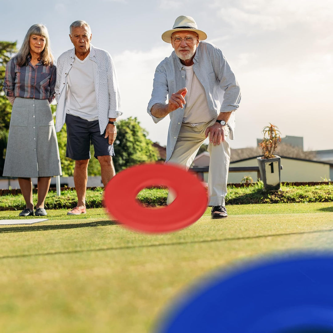 Relaxdays Wurfspiel Washer Toss, 6 Scheiben, 2 Ziele, Kinder & Erwachsene, Outdoor Spielzeug für Gar