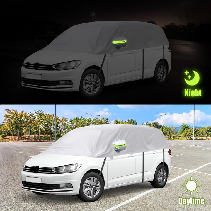 Autoabdeckung Wasserdicht Ersatz für VW Touran 2015-2024, Sonnenfest Hälfte Autoabdeckung, Halbgarag