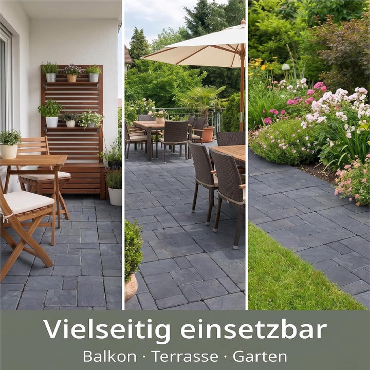 BodenMax 8-er Set Klickfliesen Terrasse Balkon Boden Gehwegplatten Naturstein SCHIEFER | Klassik Mos