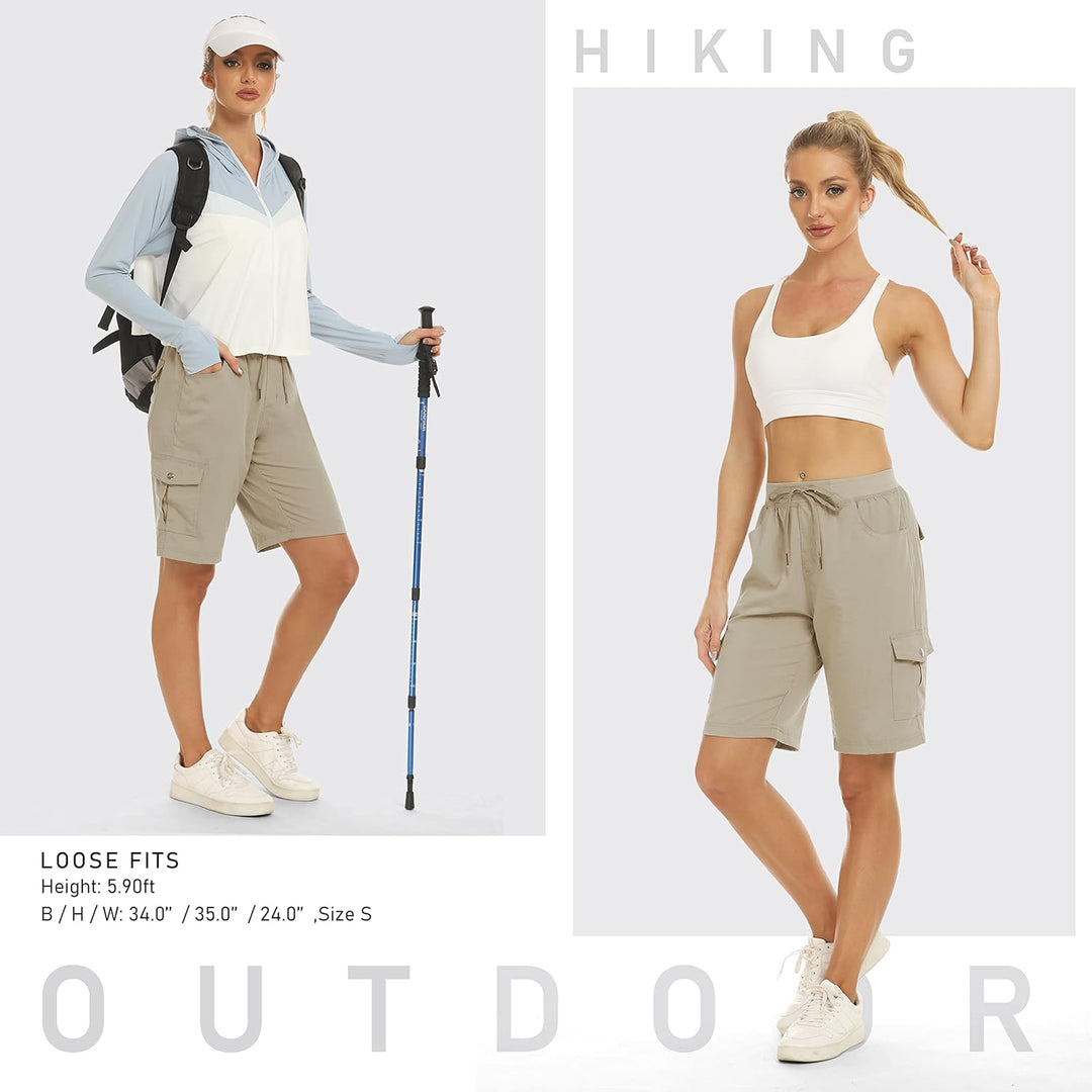 JINSHI Shorts Damen Sommer Cargohose Kurze Wanderhose Outdoor Schnelltrocknend Freizeithose mit Mehr