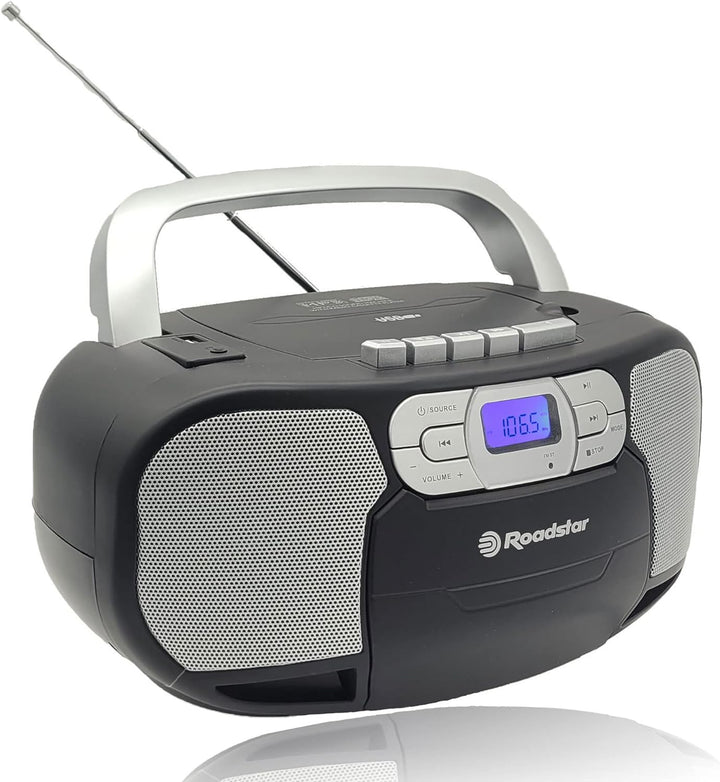 Roadstar RCR-4635UMP/BK Tragbares CD-Radio Kassette, Digitalradio PLL FM-Radio, Boombox CD-MP3-Playe