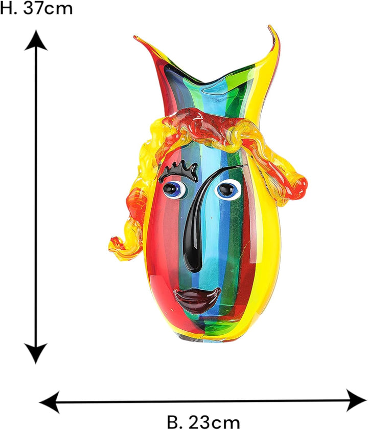 GILDE GLAS art Design Vase - Geschenk für Frauen - handgefertigt H 37 cm 5_mehrfarbig, 5_mehrfarbig