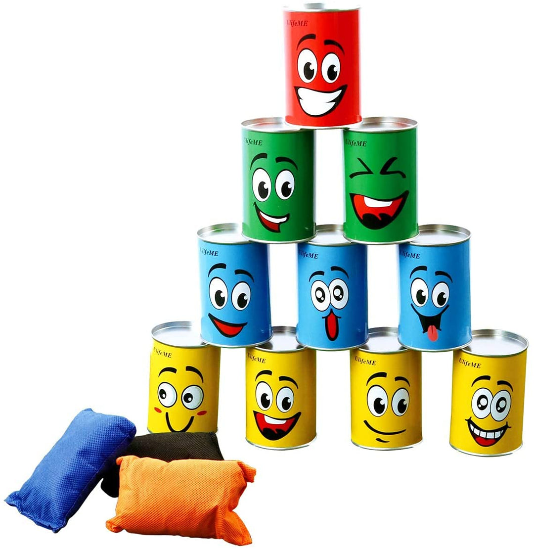 Ulifeme Dosenwerfen Kinder, Dosenwurfspiel für Kindergeburtsta &amp; Andere Party, 10pcs Lächeln Dosen &amp;
