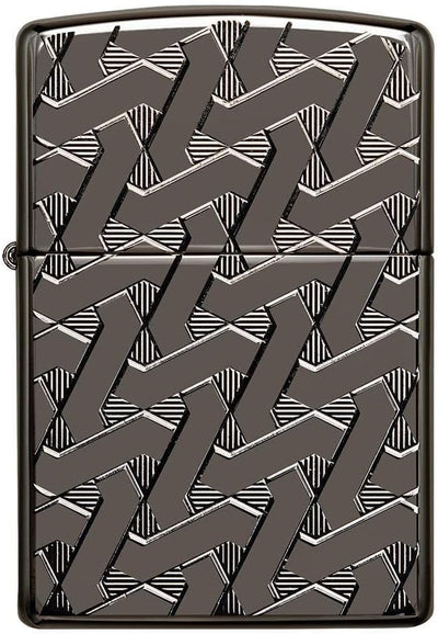 Zippo 49173 – Geometric Weave Design - Armor Black Ice - Sturmfeuerzeug, nachfüllbar, in hochwertige