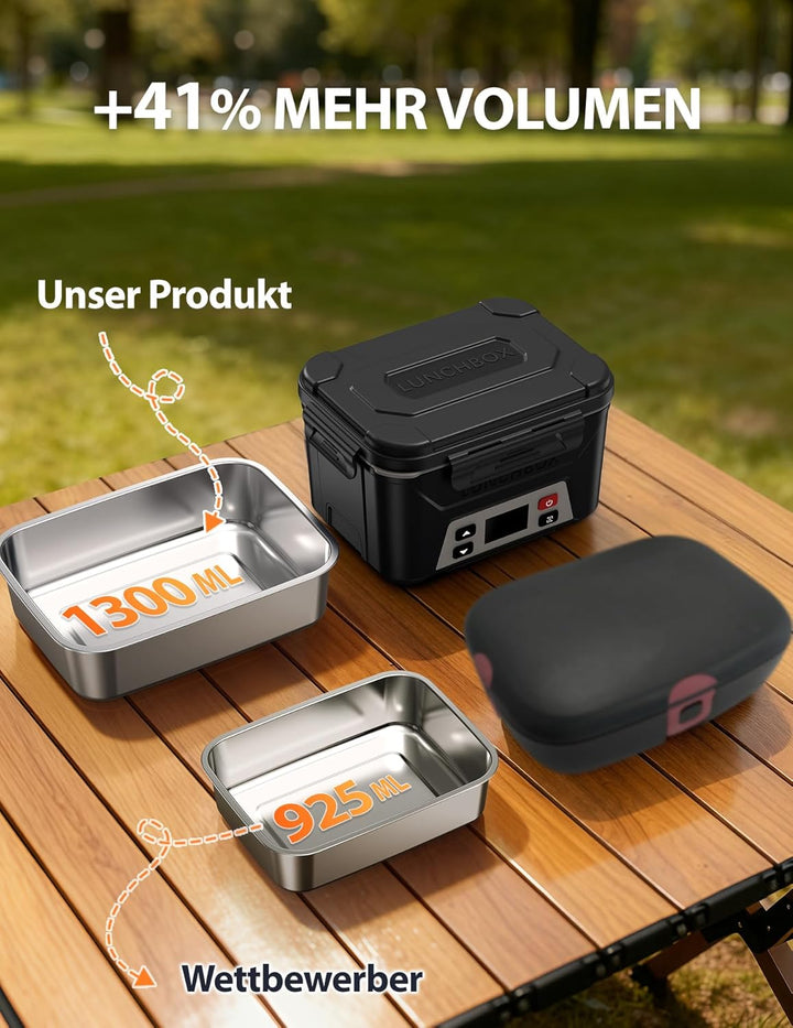 Elektrische Lunchbox mit Akku, Electric Lunch Box for Adults mit automatischer Aufheizfunktion, 1,3L