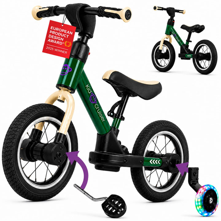 Kidcruiser Pedalplay laufrad ab 2 Jahre, ideal zum Radfahren Lernen, 3‑in‑1 mit LED Stützrädern &amp; Pe
