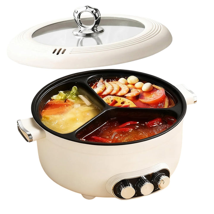 Hotpot Elektrisch Pot, 5.3L Elektrischer Kochtopf mit Schnellheizung&Drei Drehknöpfe, 1600W Elektris