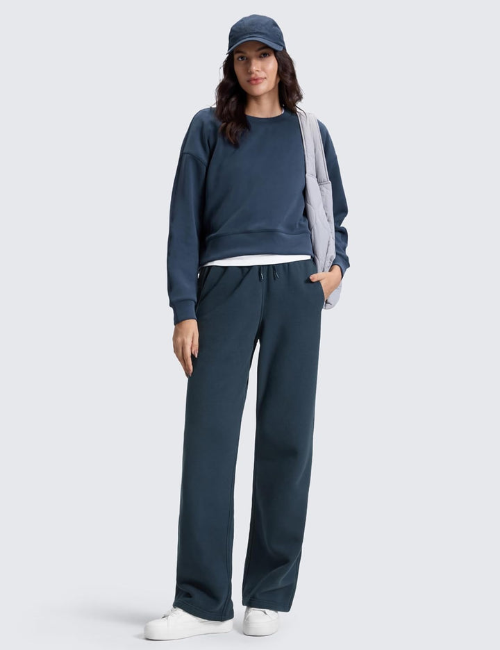 CRZ YOGA Damen Jogginghose Gefütterte Baumwolle Hohe Taille Joggers Soft Freizeithose Winter Lounge