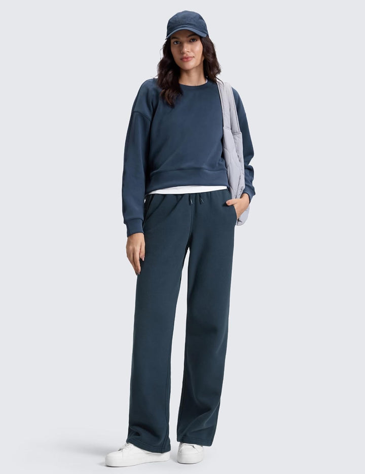 CRZ YOGA Damen Jogginghose Gefütterte Baumwolle Hohe Taille Joggers Soft Freizeithose Winter Lounge