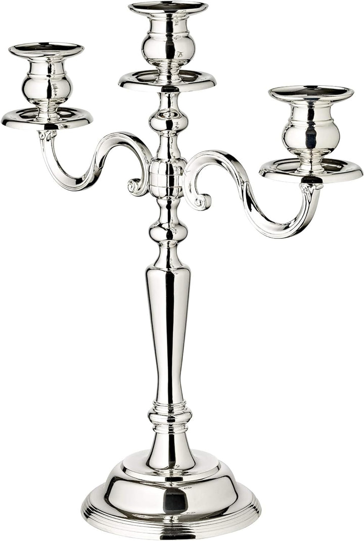EDZARD Kerzenleuchter Regina (H 36 cm) in Silber 3-flammig - Kerzenhalter, Kerzenständer für den Adv