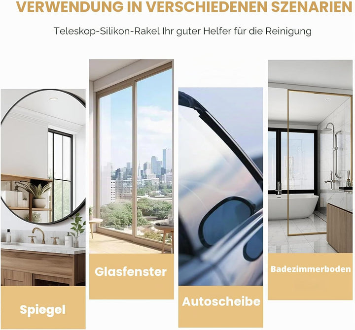 Duschabzieher Einstellbar 30-120cm, Duschabzieher Set mit Halterung, Silikon Abzieher Dusche, Dusche