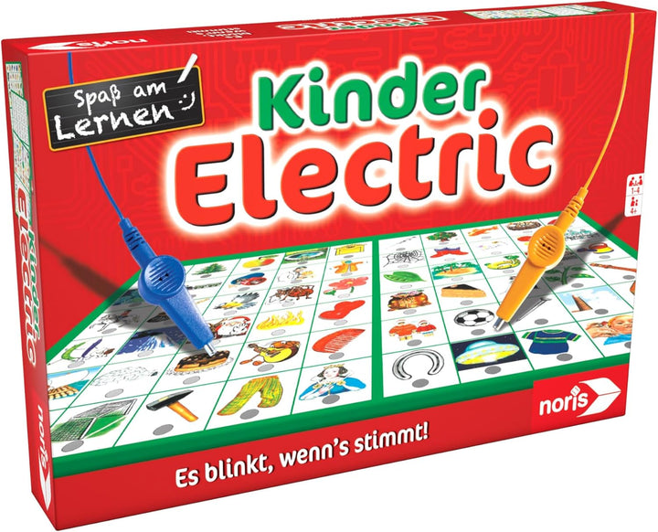 Noris Kinder Electric Lernspiel – Zuordnungsspiel mit Lichtsignal bei richtiger Antwort, 12 Bildtafe