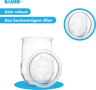 flaschenbauer.de WECK 12er Set 1L Einmachgläser zum befüllen - Weckglas Tulpenglas als Marmeladengla