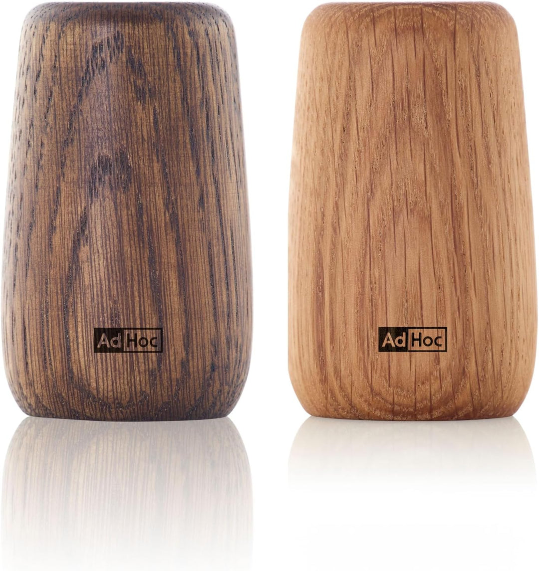 AdHoc GS30 Set aus Pfefferstreuer und Salzstreuer Yoko | Naturholz Eiche geölt hell & dunkel | 2-fac