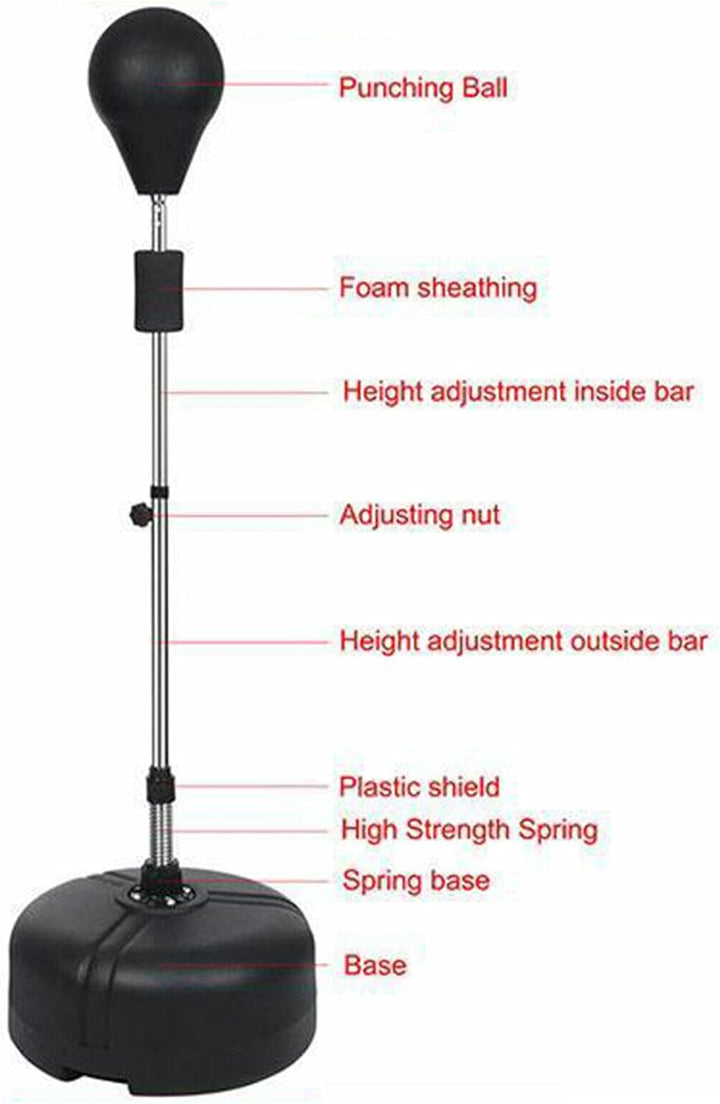Punchingball Boxstand Boxsack Stehend 120-160cm Höhenverstellbarer Standboxball Stahlfeder Bounce Ba