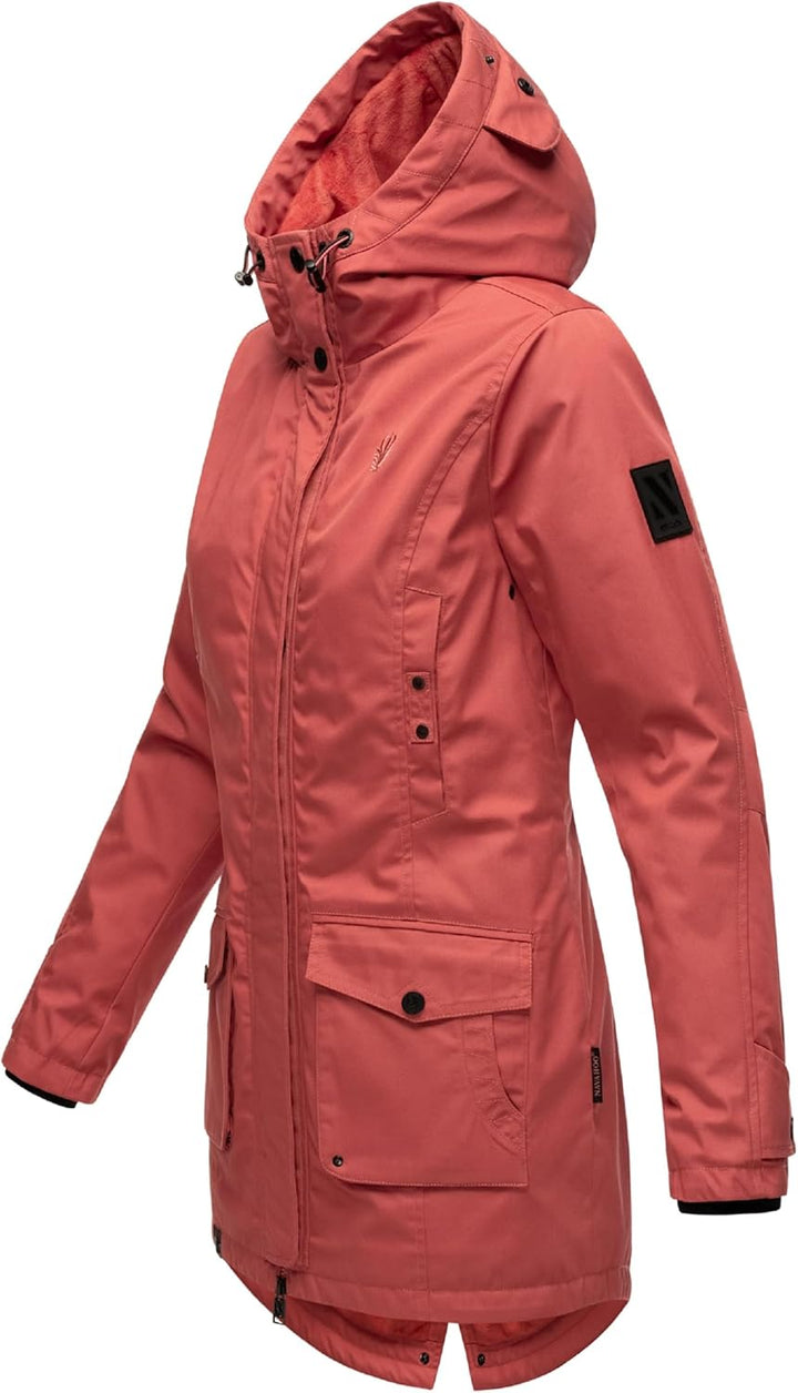 Navahoo Damen Übergangsjacke Warmer Kurzmantel Regenjacke wasserdicht mit Kapuze Brinjaa XS-XXL XS R