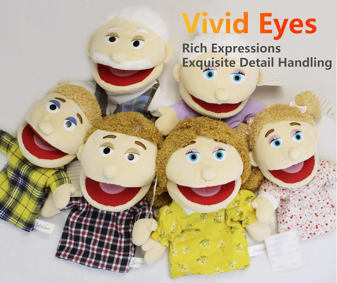 LOMTRATS Familien-Handpuppen für Kinder, inklusive Opa, Oma, Vater, Mutter, Tochter, Sohn, perfekt z