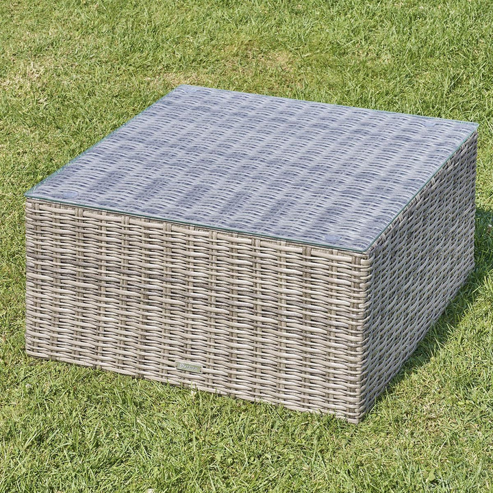 Hespéride Quadratischer gartencouchtisch mooréa Terre d Ombre 72x72x36cm aus epoxybehandeltem Alumin