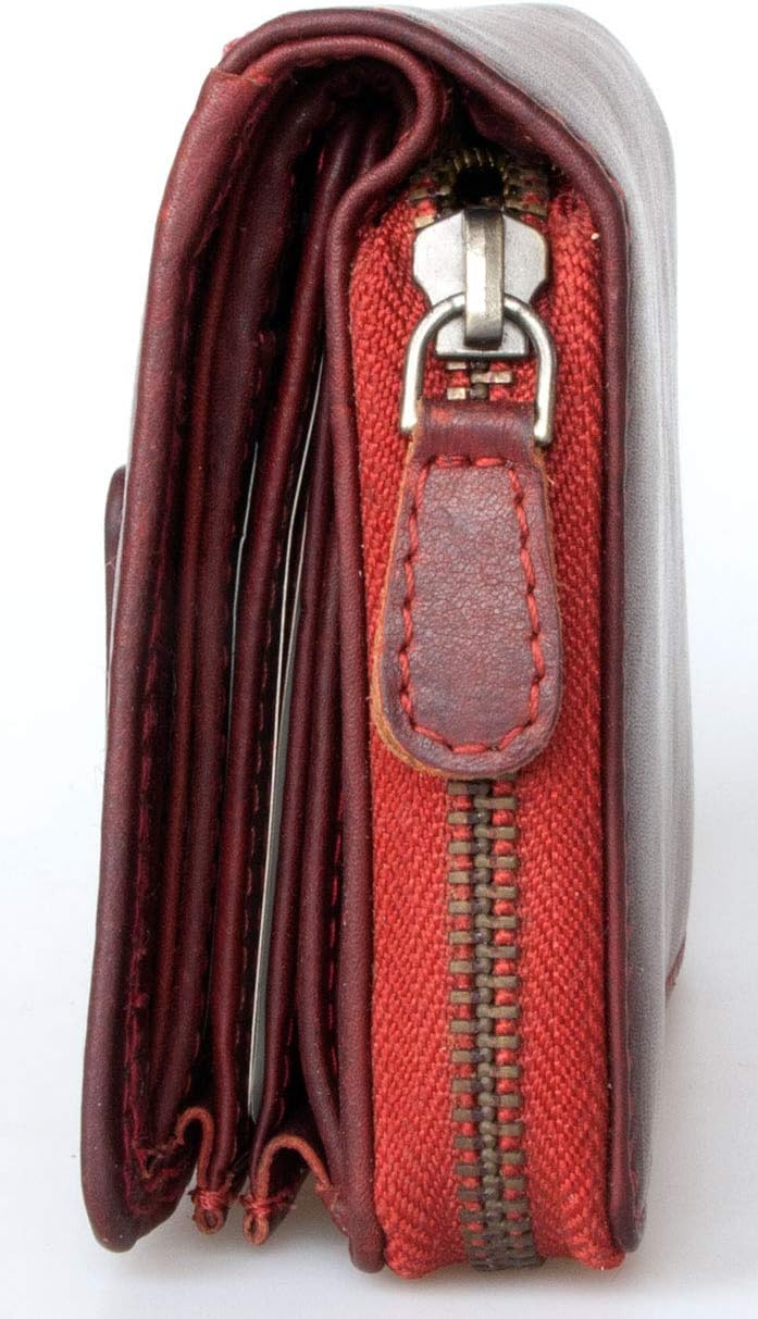Bull Burry Geräumige Dunkelrot RFID-Lederbrieftasche gesamt Hergestellt aus einem starken echten Rin