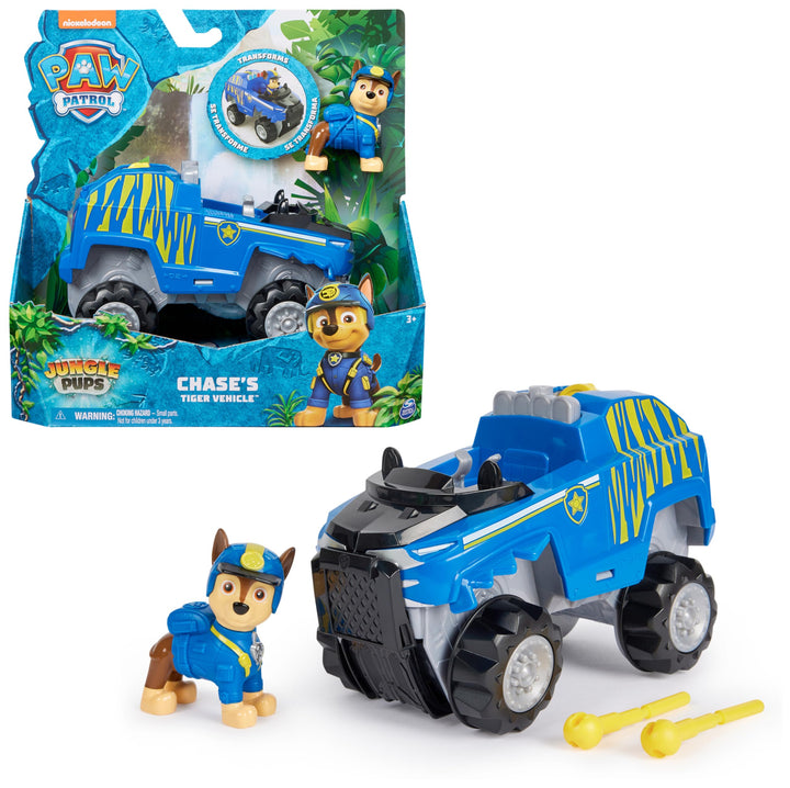 PAW Patrol Jungle Pups - Tiger-Fahrzeug mit Chase-Figur (Basis Fahrzeug), Spielzeug für Kinder ab 3