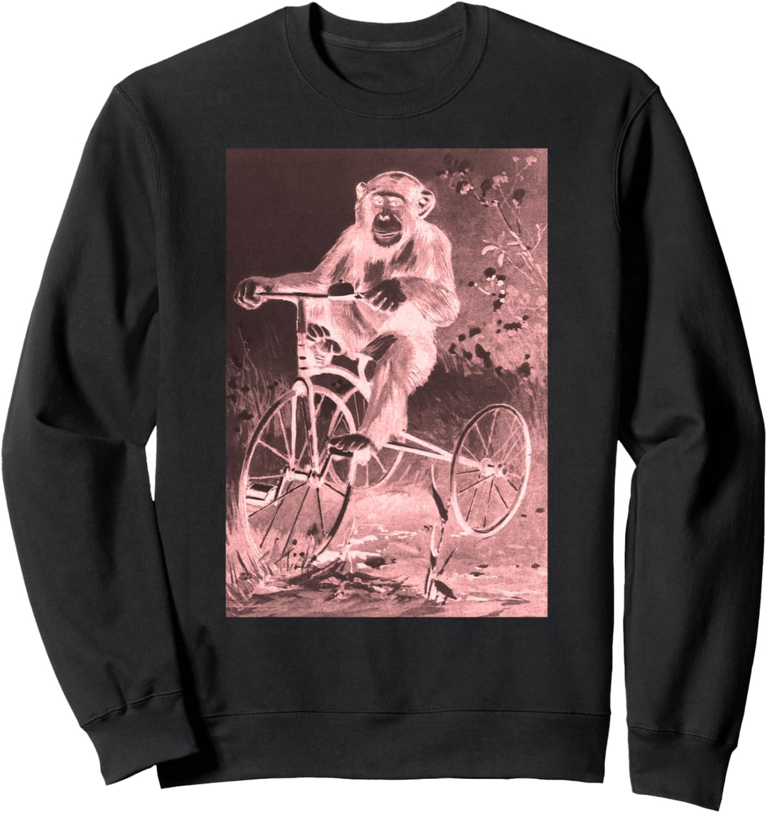 Affe Reiten Dreirad T-Shirt Art-Vintage Schimpanse Lustiger Sweatshirt